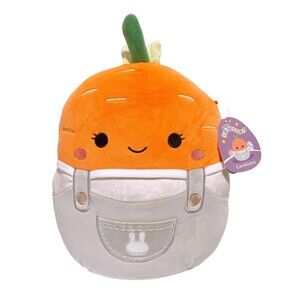 Squishmallow Easter Caroleena the Carrot in Overalls 10 inch NEW with Tags Rare